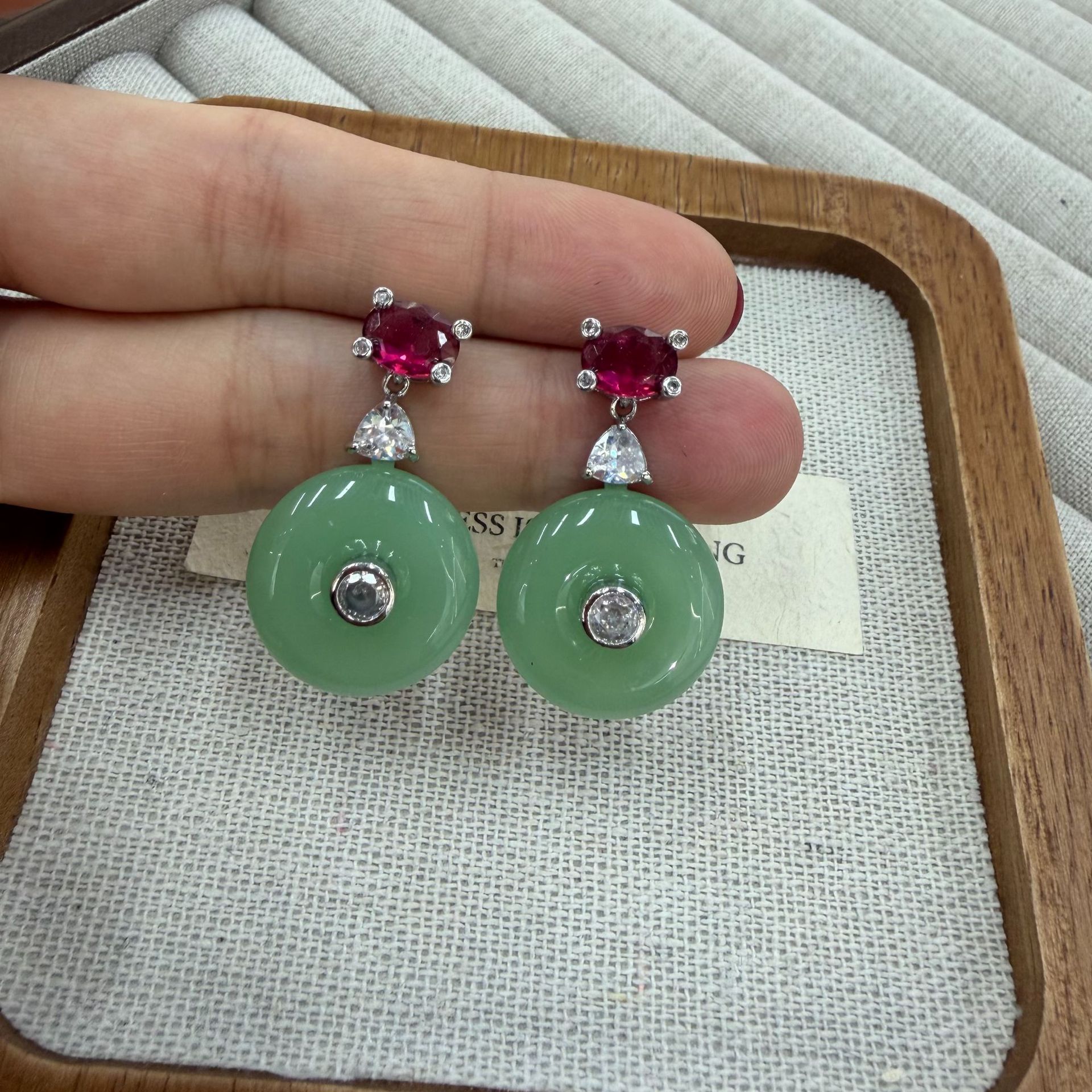 New Chinese-style Peace Pendant Traditional Chinese Style Zircon-Embellished Earrings