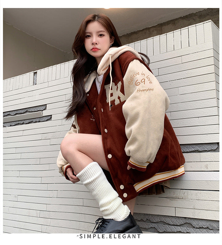American Retro Contrast Color Girl Baseball Uniform