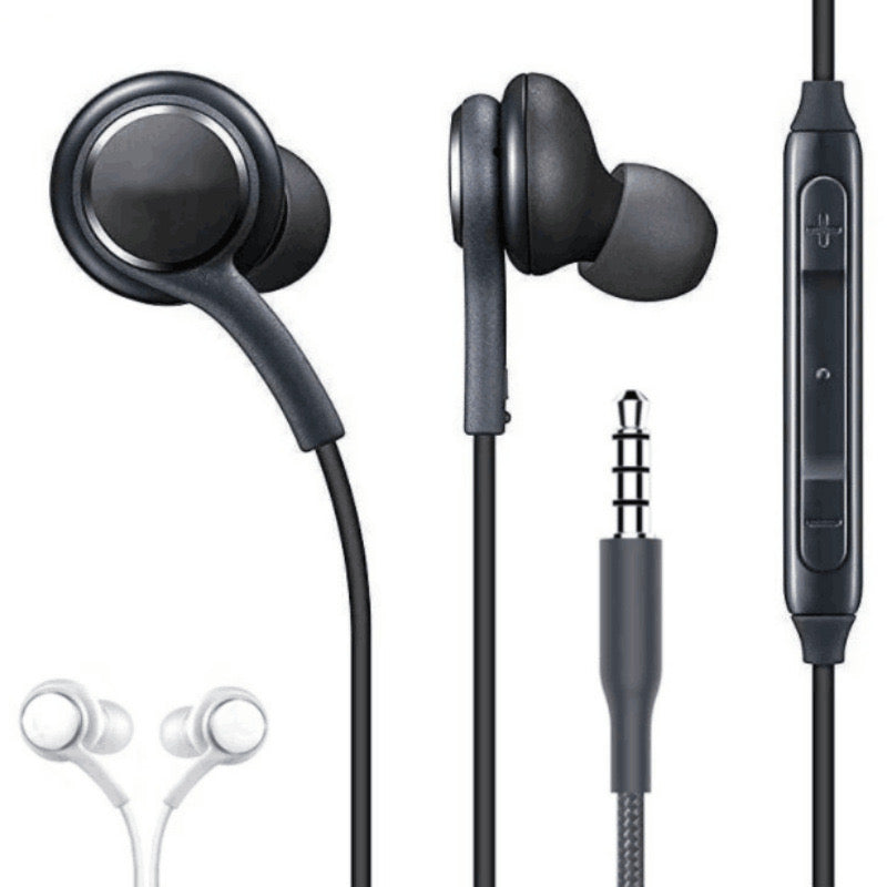 Apply Samsung S8 headphones S10 earphone in-ear wire tuning general use with Menylon knitting AKG headphones white