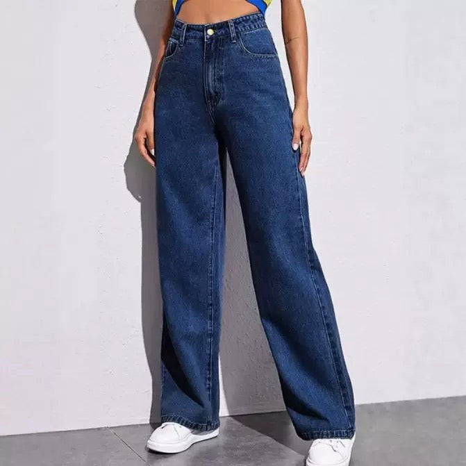 Jeans for Women, Sweet and Spicy Style, High-Waisted, Large-Size Straight Pants, Loose Casual Trousers, Cross-Border