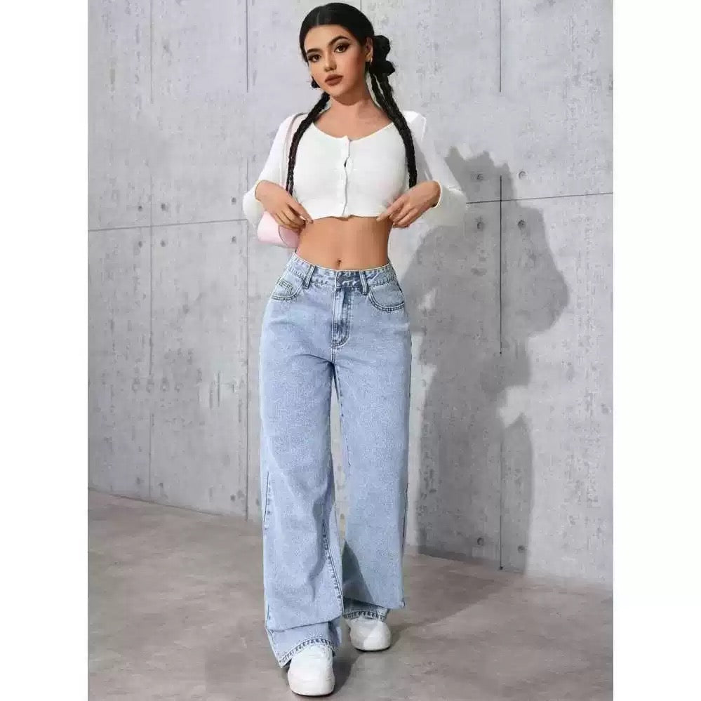 Jeans for Women, Sweet and Spicy Style, High-Waisted, Large-Size Straight Pants, Loose Casual Trousers, Cross-Border