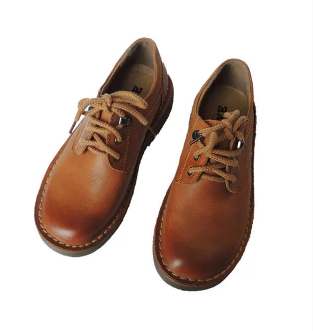 First-layer cowhide big-head shoes for men, work shoes, round-toe low-top Martin shoes, British work shoes, Martin shoes, wide-toe trendy shoes.