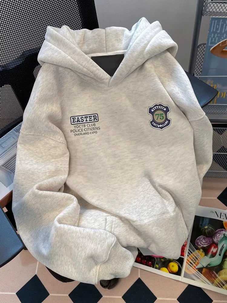 Outlet ~ Brand foreign trade counter cut label pick-up autumn thin versatile trend retro hooded sweatshirt