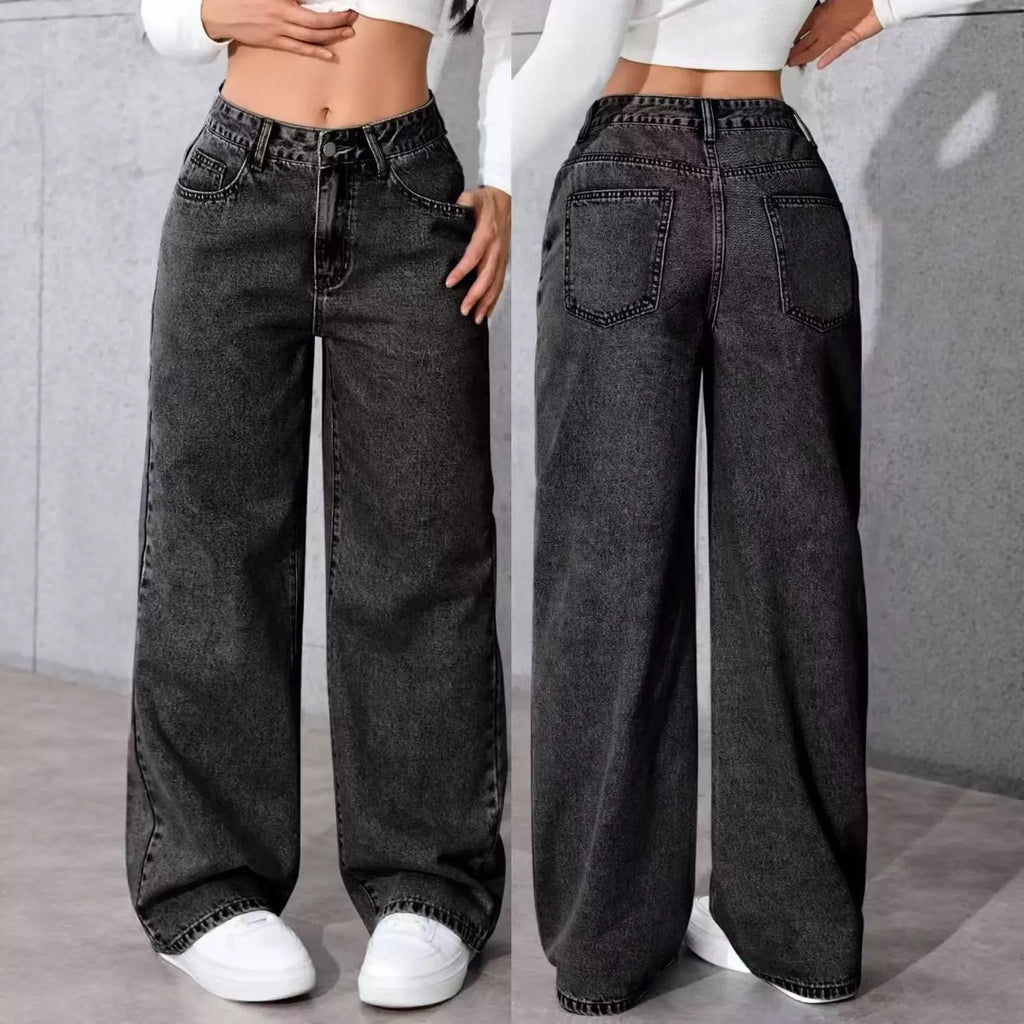 Jeans for Women, Sweet and Spicy Style, High-Waisted, Large-Size Straight Pants, Loose Casual Trousers, Cross-Border