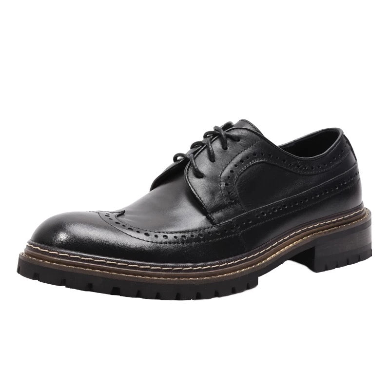 Work Shoes, Goodyear handmade leather shoes for men, engraved, suitable for summer, breathable, vintage business casual leather shoes