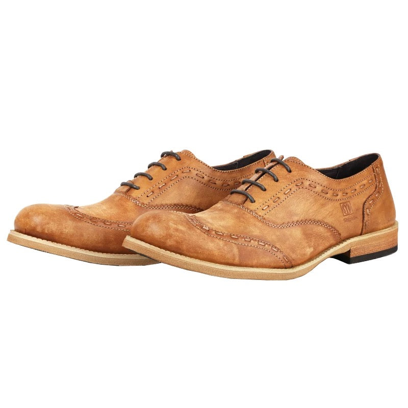 Leather Shoes for Men, British Style, Autumn, Aged Leather Shoes, Outdoor Casual Work Boots, Men’s Shoes, Woven.