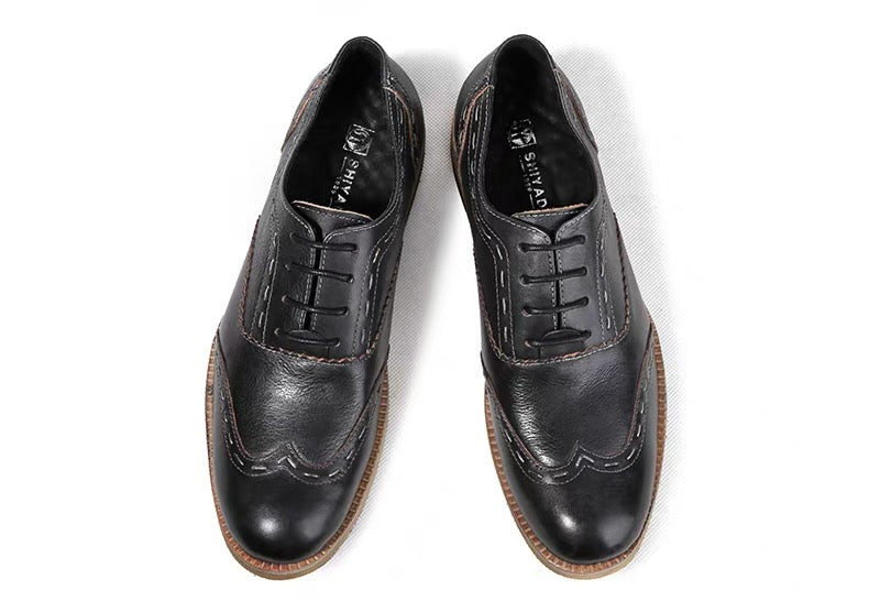 Leather Shoes for Men, British Style, Autumn, Aged Leather Shoes, Outdoor Casual Work Boots, Men’s Shoes, Woven.