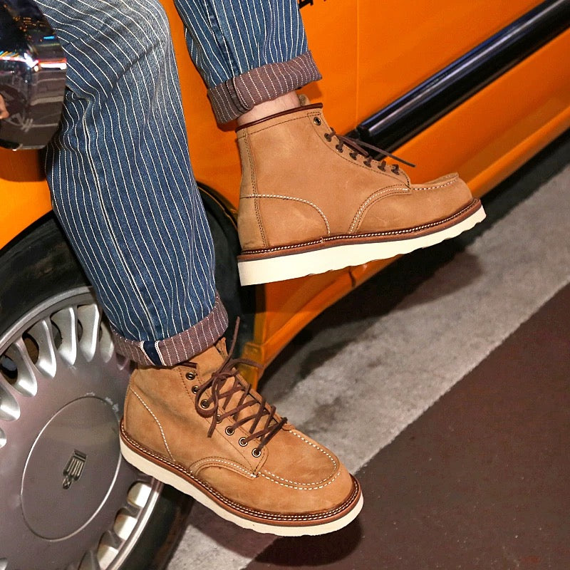 Amegakkie Retro 875 Work Boots for Men Autumn American Style High-Top Martin Boots Genuine Leather Motorcycle Short Boots British Style