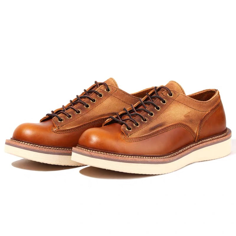 work shoes, vintage distressed look, large head, summer British versatile Martin leather shoes for men, casual.