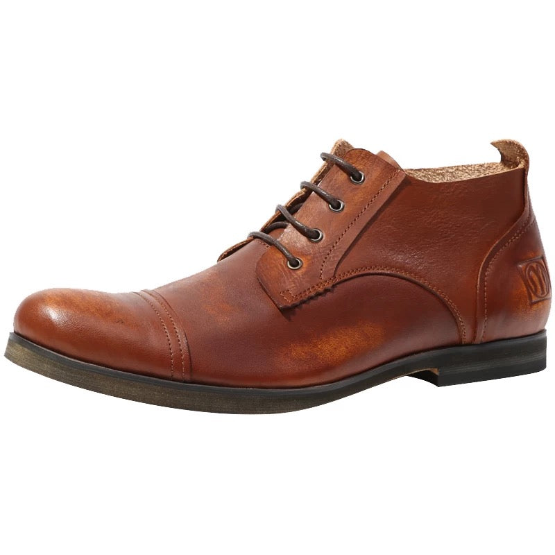 leather shoes for men, summer distressed leather shoes, British style Korean version breathable men's shoes, formal leather shoes, trendy.