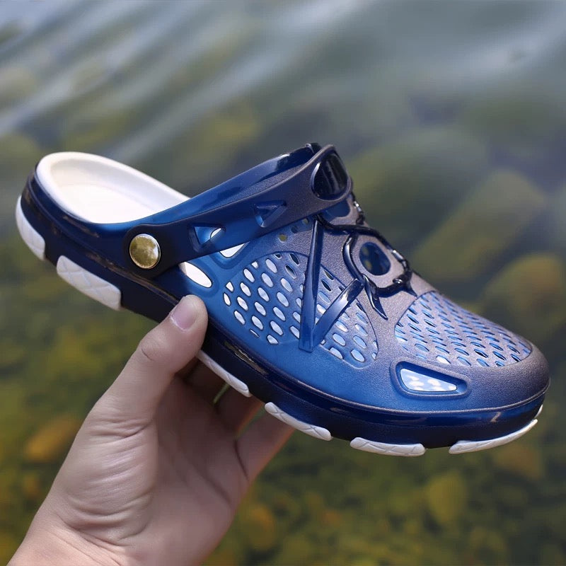 outdoor men's slip-on sandals with open-toe design, suitable for beachwear, available for both men and women, couple style, soft sole, non-slip, breathable, suitable for outdoor use.