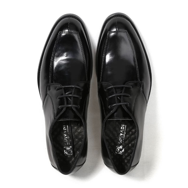 men's business formal leather shoes, genuine leather, trendy British style handcrafted derby shoes with laces, vintage casual shoes.