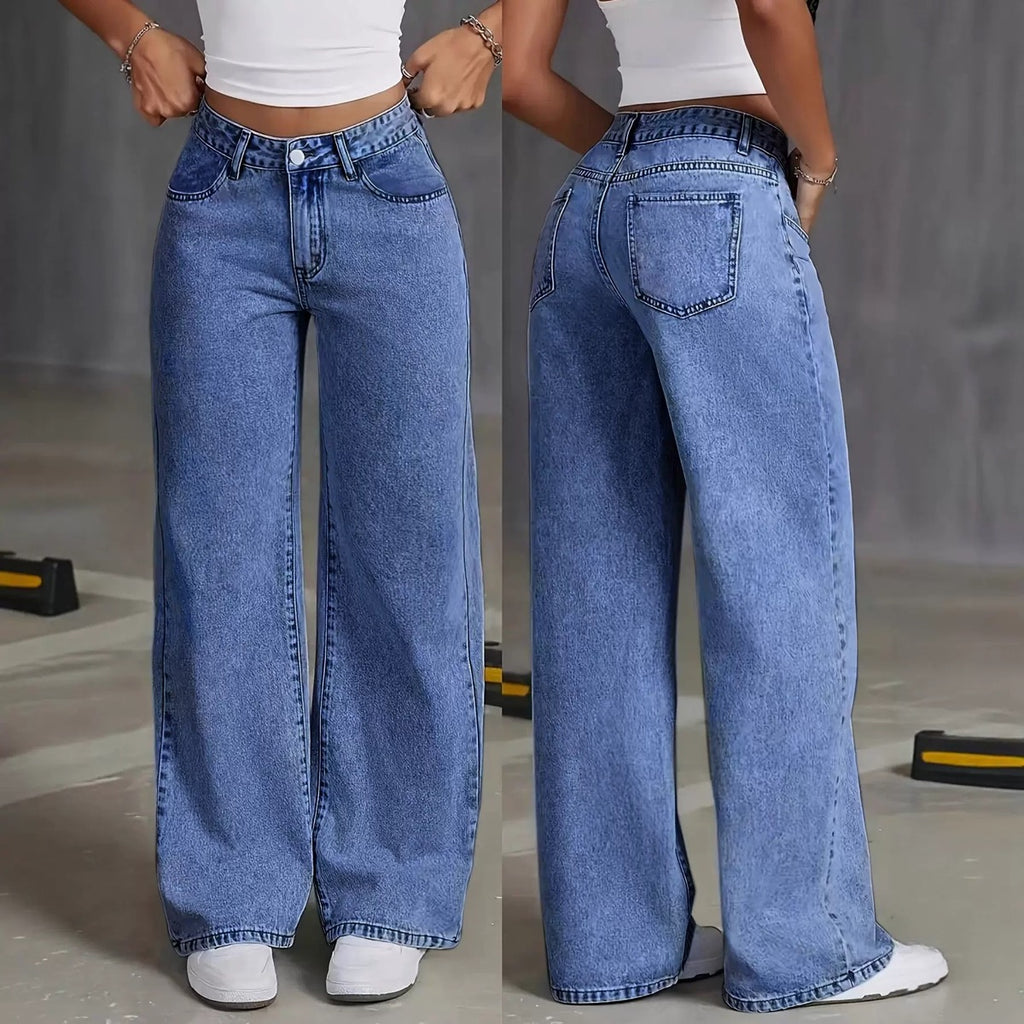 Jeans for Women, Sweet and Spicy Style, High-Waisted, Large-Size Straight Pants, Loose Casual Trousers, Cross-Border