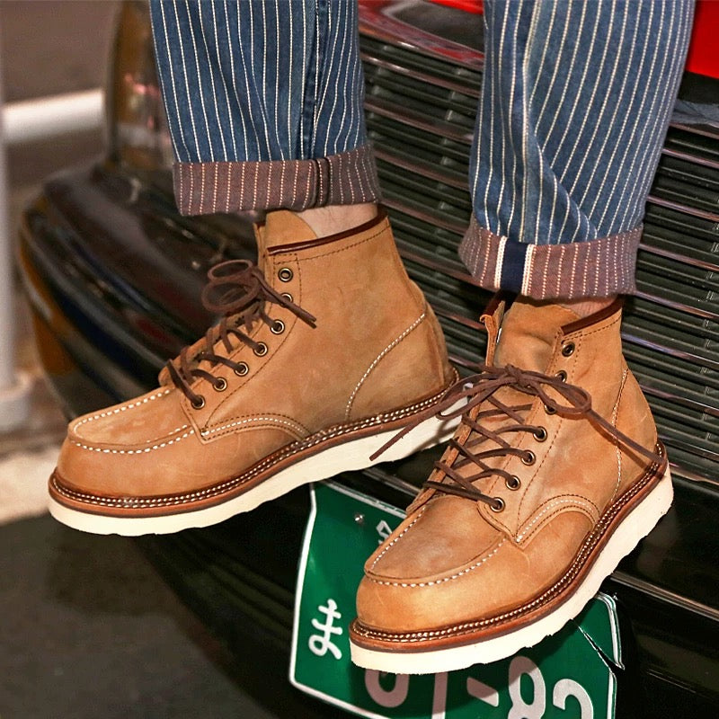 Amegakkie Retro 875 Work Boots for Men Autumn American Style High-Top Martin Boots Genuine Leather Motorcycle Short Boots British Style