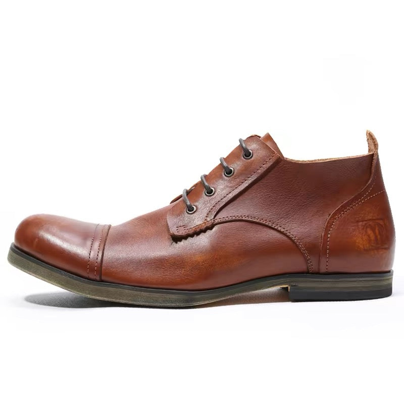 leather shoes for men, summer distressed leather shoes, British style Korean version breathable men's shoes, formal leather shoes, trendy.