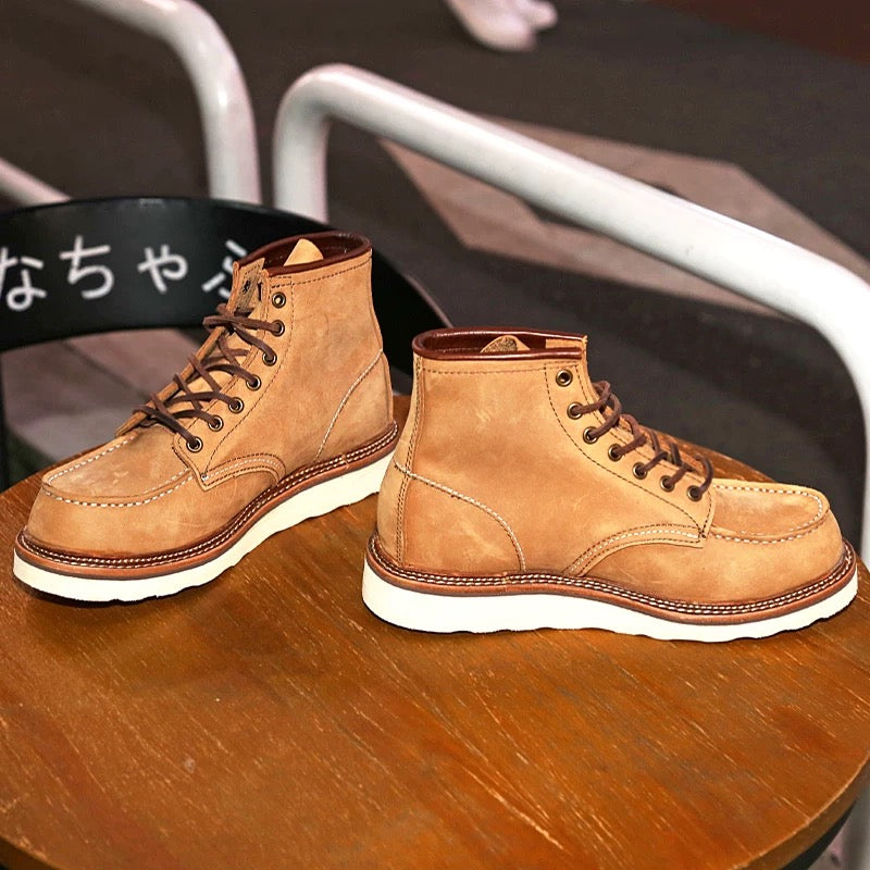 Amegakkie Retro 875 Work Boots for Men Autumn American Style High-Top Martin Boots Genuine Leather Motorcycle Short Boots British Style