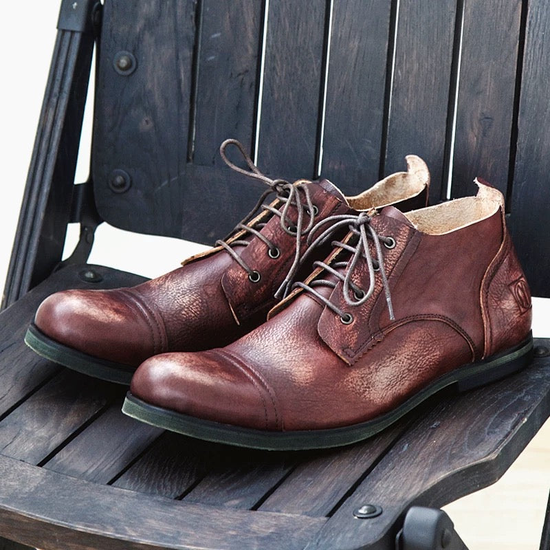 leather shoes for men, summer distressed leather shoes, British style Korean version breathable men's shoes, formal leather shoes, trendy.