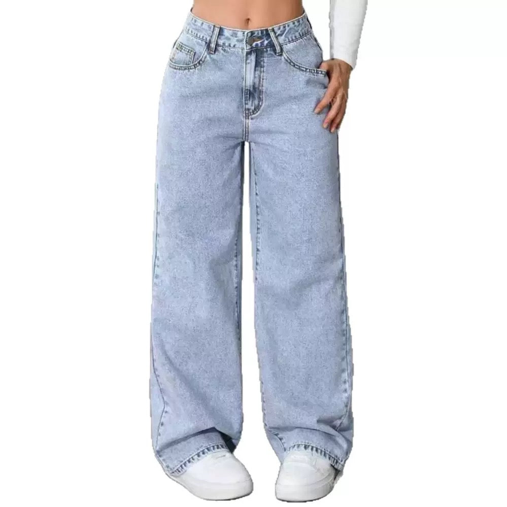 Jeans for Women, Sweet and Spicy Style, High-Waisted, Large-Size Straight Pants, Loose Casual Trousers, Cross-Border