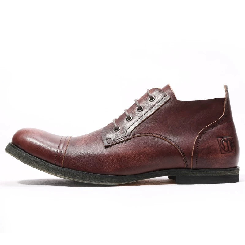 leather shoes for men, summer distressed leather shoes, British style Korean version breathable men's shoes, formal leather shoes, trendy.