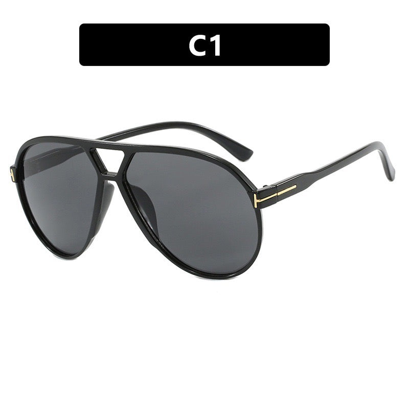 1pc Fashion Double Bridge Oversized Frame Retro Fashion Glasses, Versatile For Women, Back To School