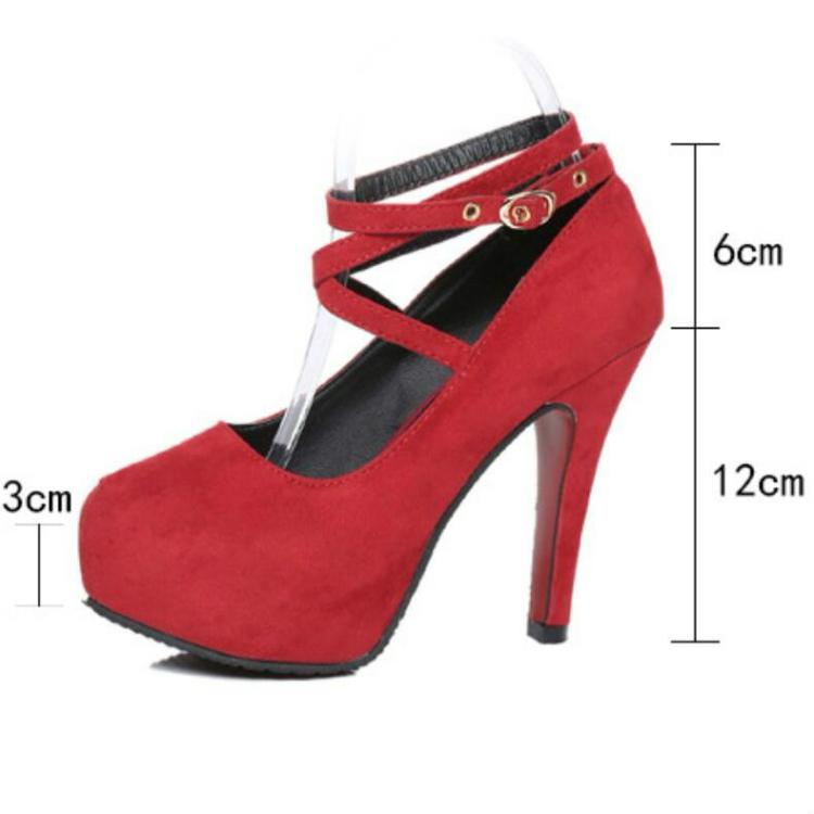Women Shoes Round Toe Stiletto High Heels, Size:42(Blue)