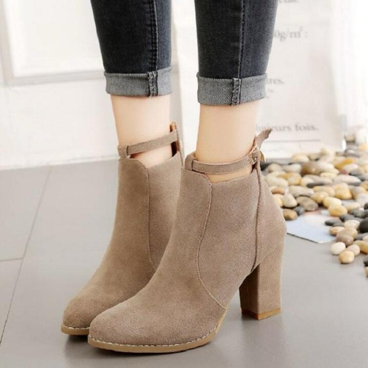 Women Shoes Suede Boots Pointed High Heels, Size:35(Black)