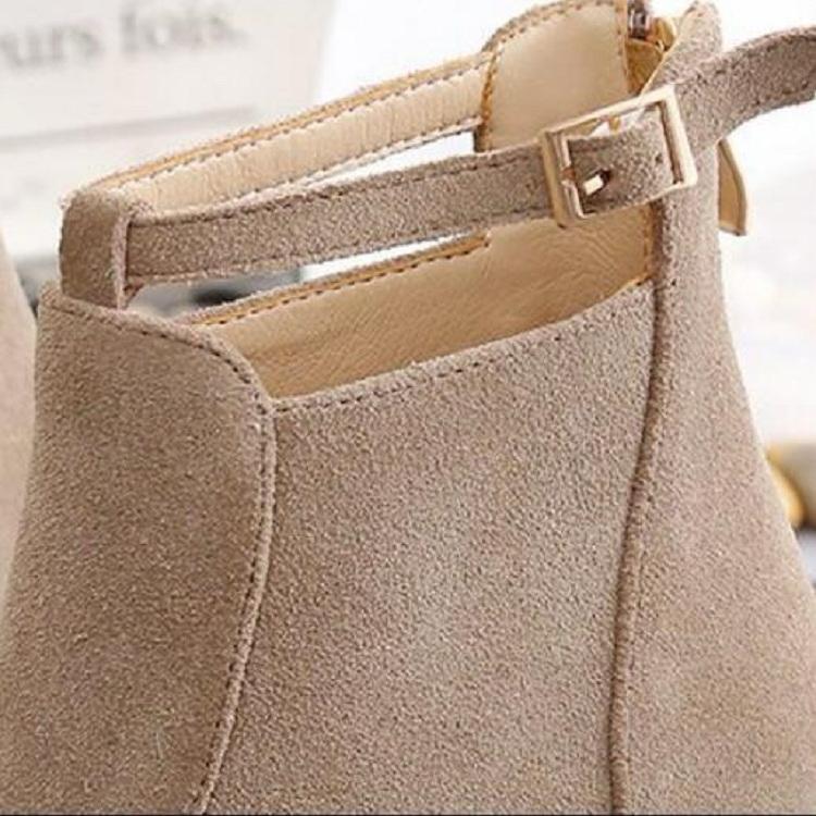 Women Shoes Suede Boots Pointed High Heels, Size:35(Black)