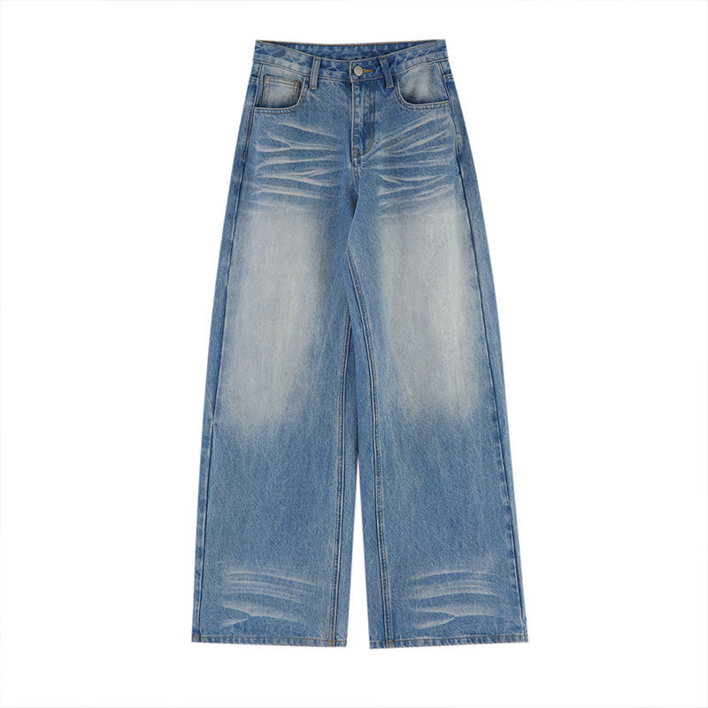 Retro Washed High Waist Wide Leg Jeans For Women Baggy Straight Trousers