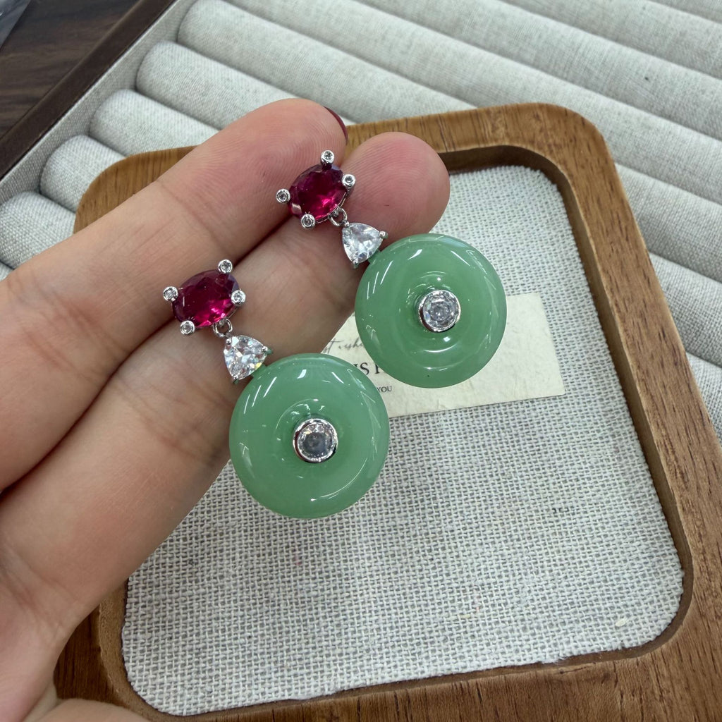 New Chinese-style Peace Pendant Traditional Chinese Style Zircon-Embellished Earrings