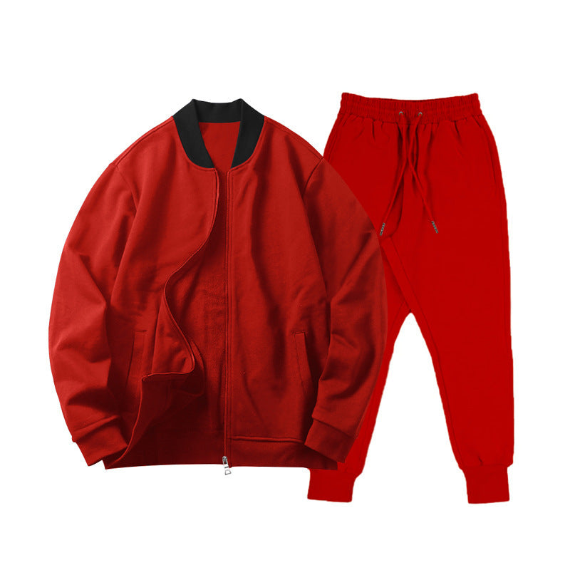 Men's Jacket Suit Zip-up Long-sleeved Top And Drawstring Sweatpants Casual Outdoor Sports Set